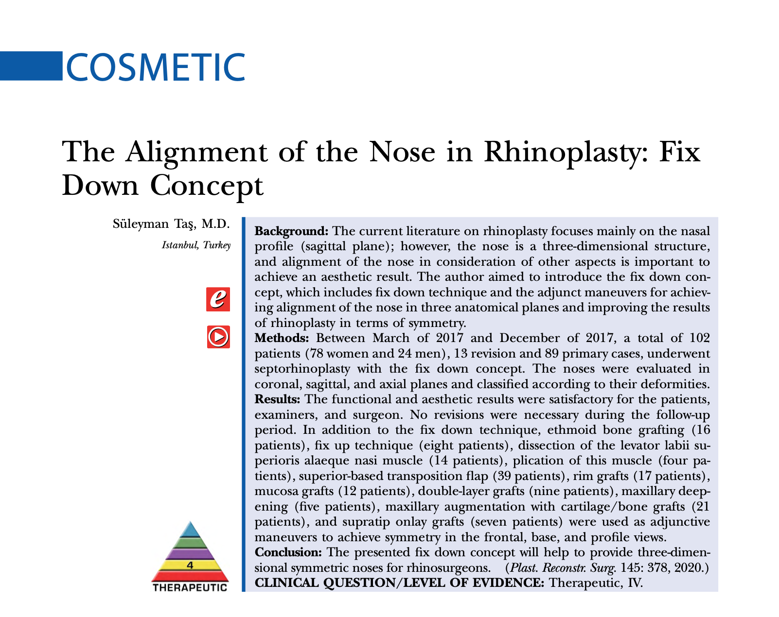 The alignment of the nose in rhinoplasty: fix down concept